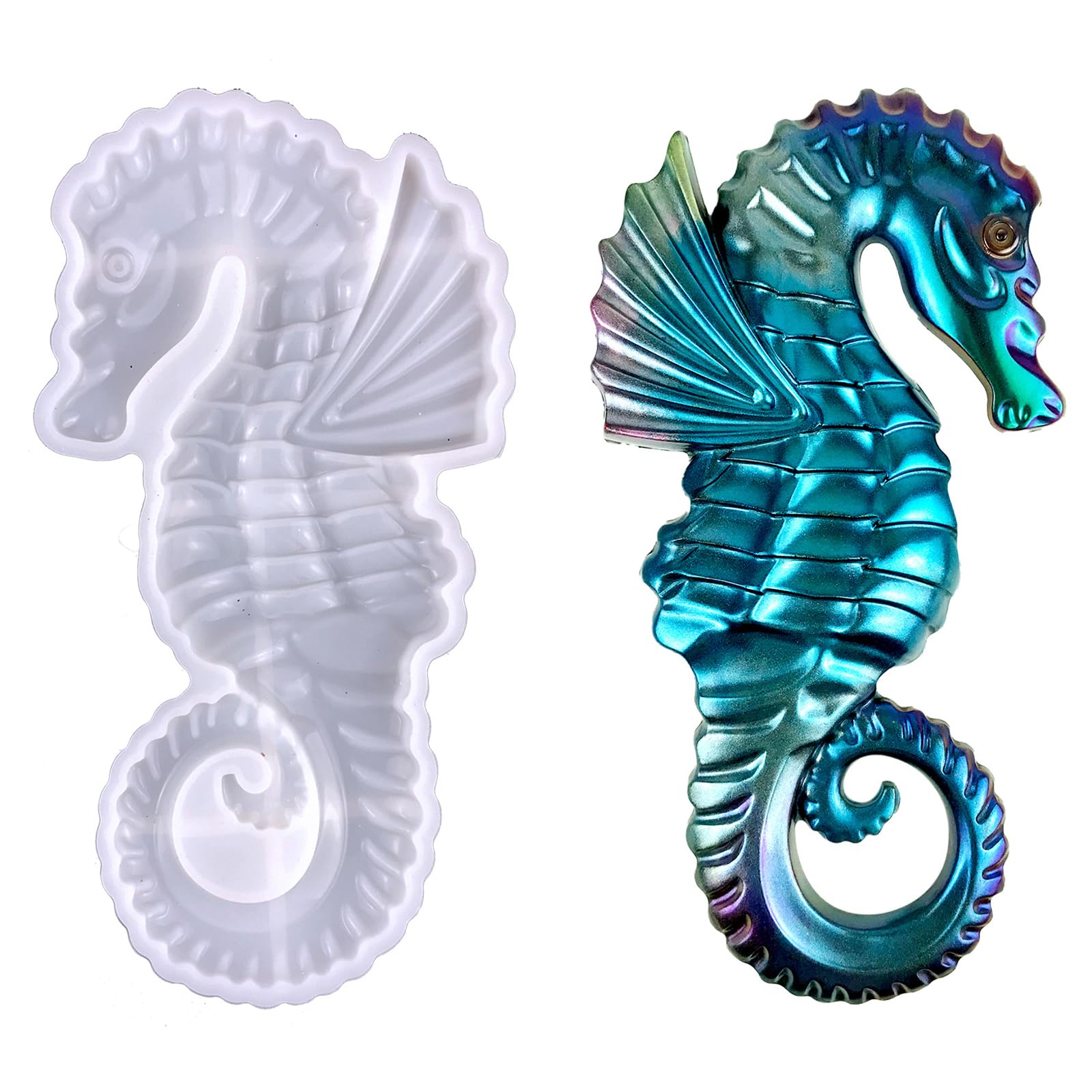 3D Seahorse Silicone Mold Animal Resin Mold Large Animal Statue Making Epoxy Mould DIY Craft Casting Mold for Gift Home Office Wall Hanging Decor