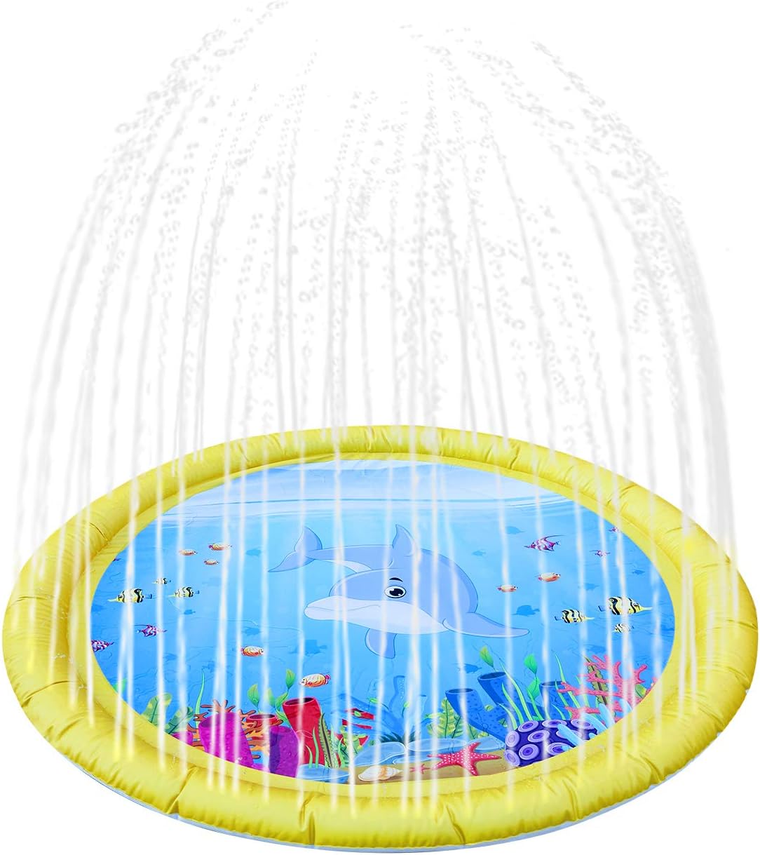 iYoYo 67" Sprinkler Splash Pad Water Spray Play Mat Pad Toys for Toddlers, Kids Water Toys Gifts Outdoor Summer Sprinkler