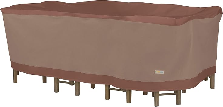 Amazon Com Duck Covers Ultimate Water Resistant 127 Inch Rectangular Oval Patio Table With Chairs Cover Garden Outdoor