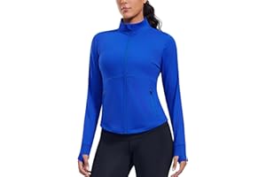 PINSPARK Women's Cropped Workout Jacket Lightweight Full Zip Running Jacket Comfy Slim Fit Athletic Jackets with Thumb Holes