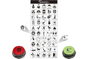 BOSKEY Pet Training Button Stickers, Creative DIY, Dog Emotional Expression Stickers, Let Your pet say What it Wants to do, Dog Stickers with 25 Actions (Buttons not Included) (50)