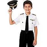KAKALVER Kids Pilot Costume for Boys Airline Captain Pilot Uniform for Boys’ Career Day Dress Up Airline Costume Gifts