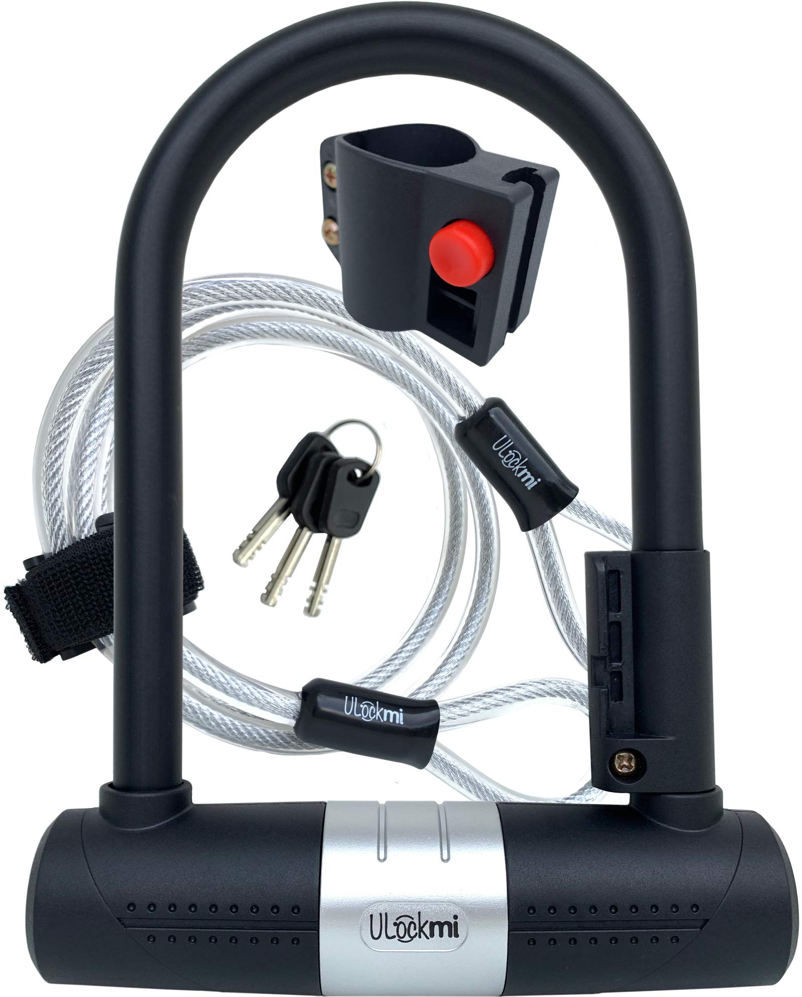 Ulockmi Secure Bike U Lock 16mm D Shackle with Cable, 3 Keys, Mounting Bracket, Heavy Duty Bicycle Locks