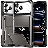 TOPAUX for iPhone 17 Pro Max Wallet Case 5 Credit Card Holder Flip Cover Secure Back Pocket ID Slot Dual Layer Shockproof TPU Bumper Anti-Scratch Protective Hard Shell for iPhone 17 Pro Max Gunmetal