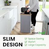 Nest Zest 60L Slim Laundry Basket with Lid Grey Bamboo Rim Oxford Fabric view 4