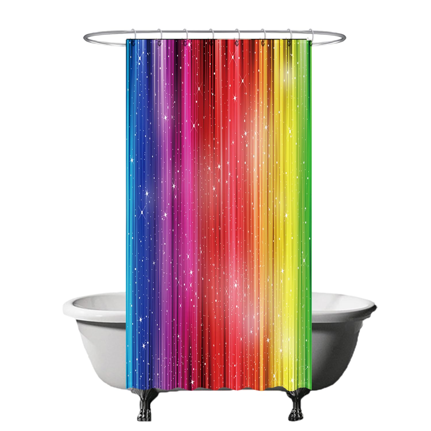 Ulticool Shower Curtain - Rainbow - 120 x 200 cm - Washable - Anti Mould - Waterproof - with 8 Rings