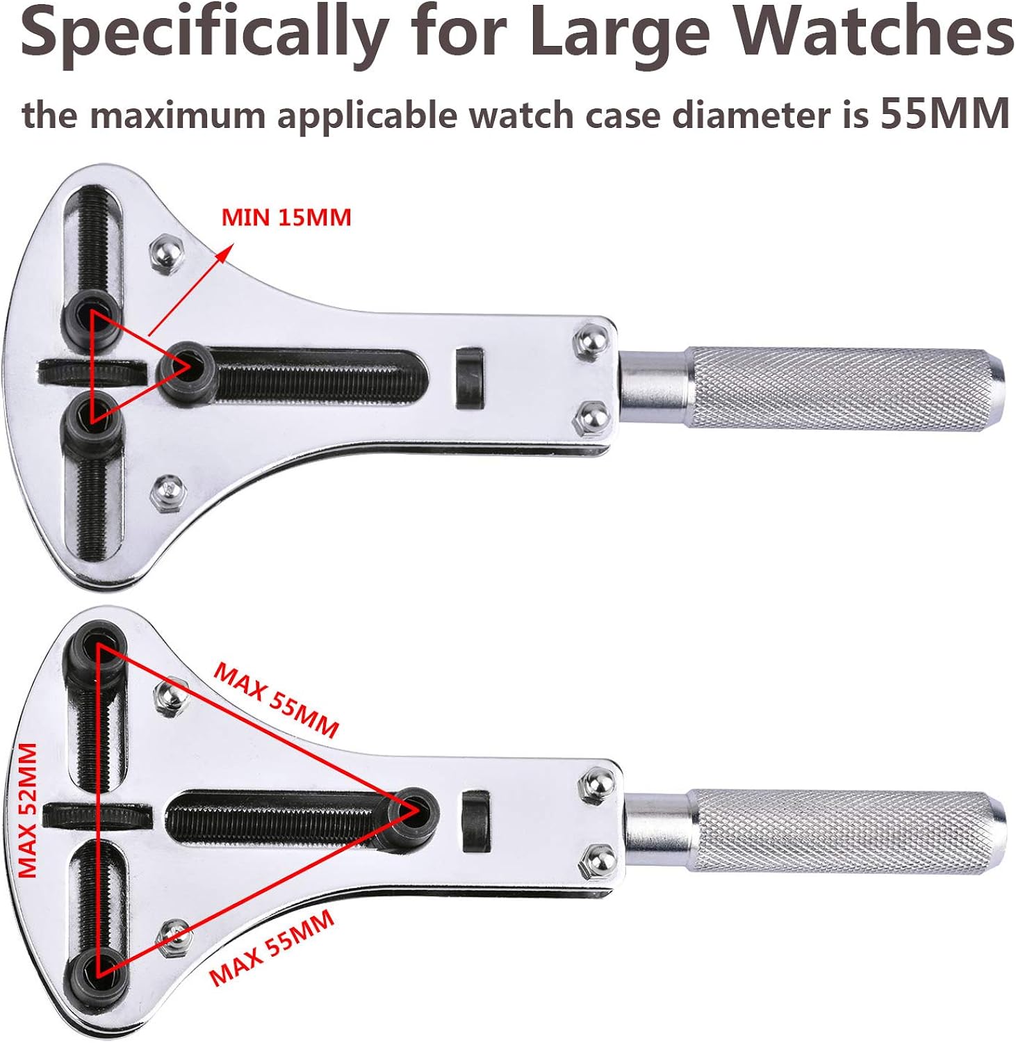 Zeiger Adjustable Watch Back Case Removal Opener Large Watch Batteries Changing Replacement Repair Resizing Tool Set Kit for Men Big Watch: Home Improvement