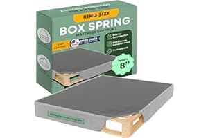 Greaton, 8” King Box Spring for King Bed – Amish-Made in The USA – Solid Wood Box Spring Mattress Foundation with Stable & Quiet Support – Flat-Packed & Easy Assembly – Grey