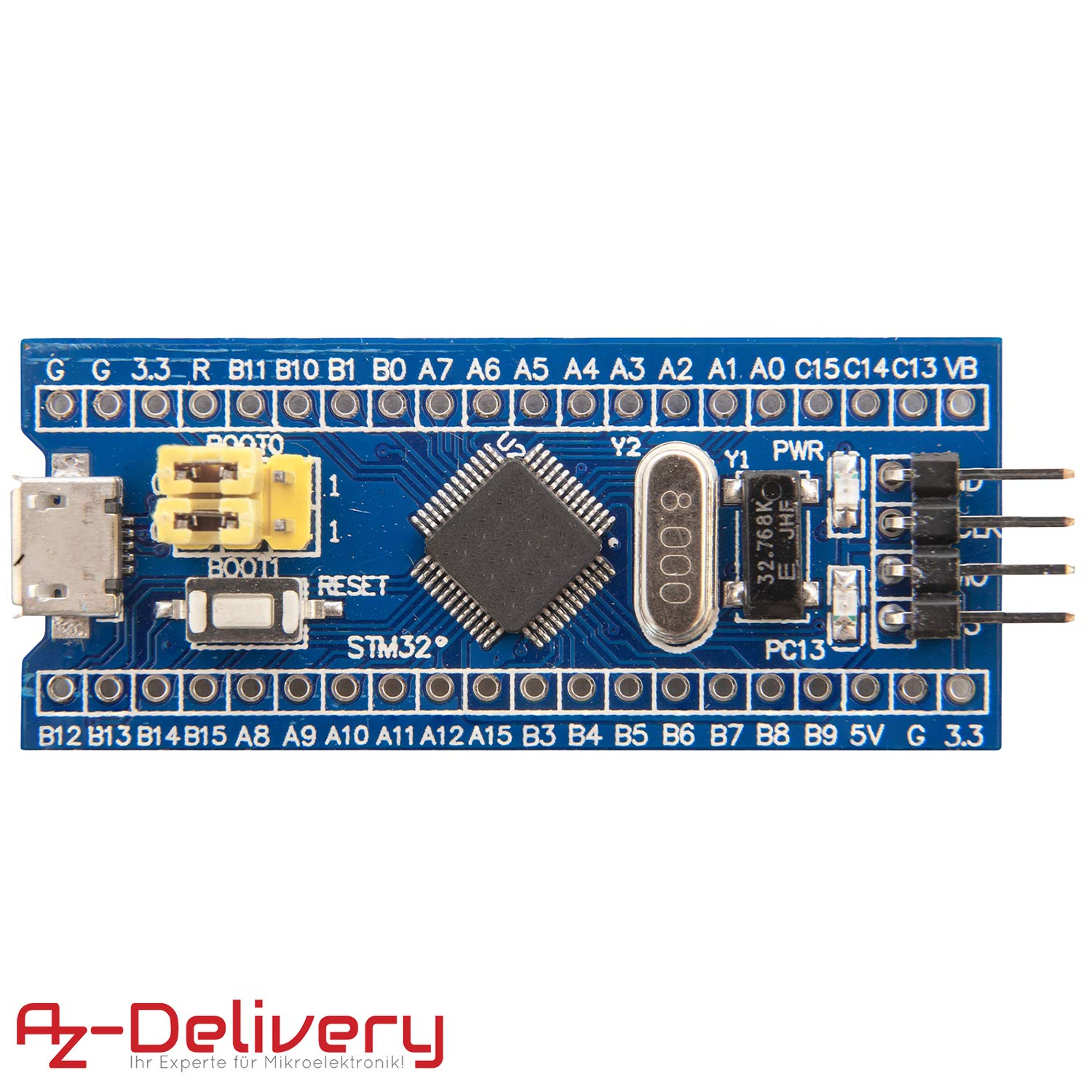 AZDelivery Blue Pill Microcontroller Development Board Module with ARM Cortex M3 Processor compatible with STM32 Including E-Book! (Pack of 5) - Image 3