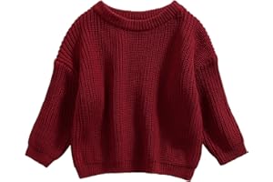 Qmlyev Newborn Toddler Baby Girl Boy Knit Sweater Round Neck Sweatshirt Long Sleeve Tops Pullover Fall Winter Clothes