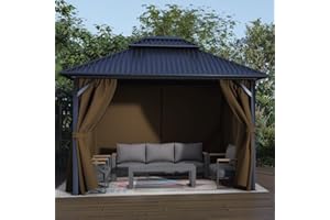 10'X12' Gazebo Curtains Waterproof Outdoor Universal Replacement Privacy Curtain 4-Panels Sidewall with Zipper for Patio Gard