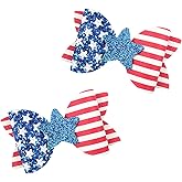 hhdatc 4th of July Patriotic Red White Blue Sequin Barrettes Hair Bows Alligator Clips Glittery Sparkly Hairpins for Independence Day & Xmas Party Outfits, Decor Accessories and Gifts(3.5in)