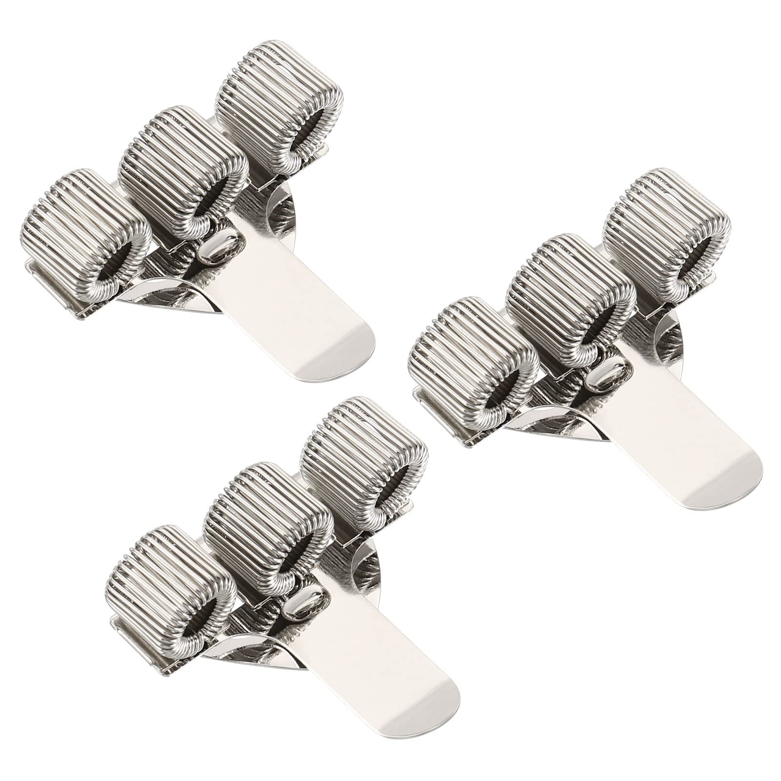 PATIKIL Pen Holder Clips, 3Pcs Metal Portable Triple Spring Loop Pencil Organizer for Office Business Pocket Notebook Clipboard, Silver