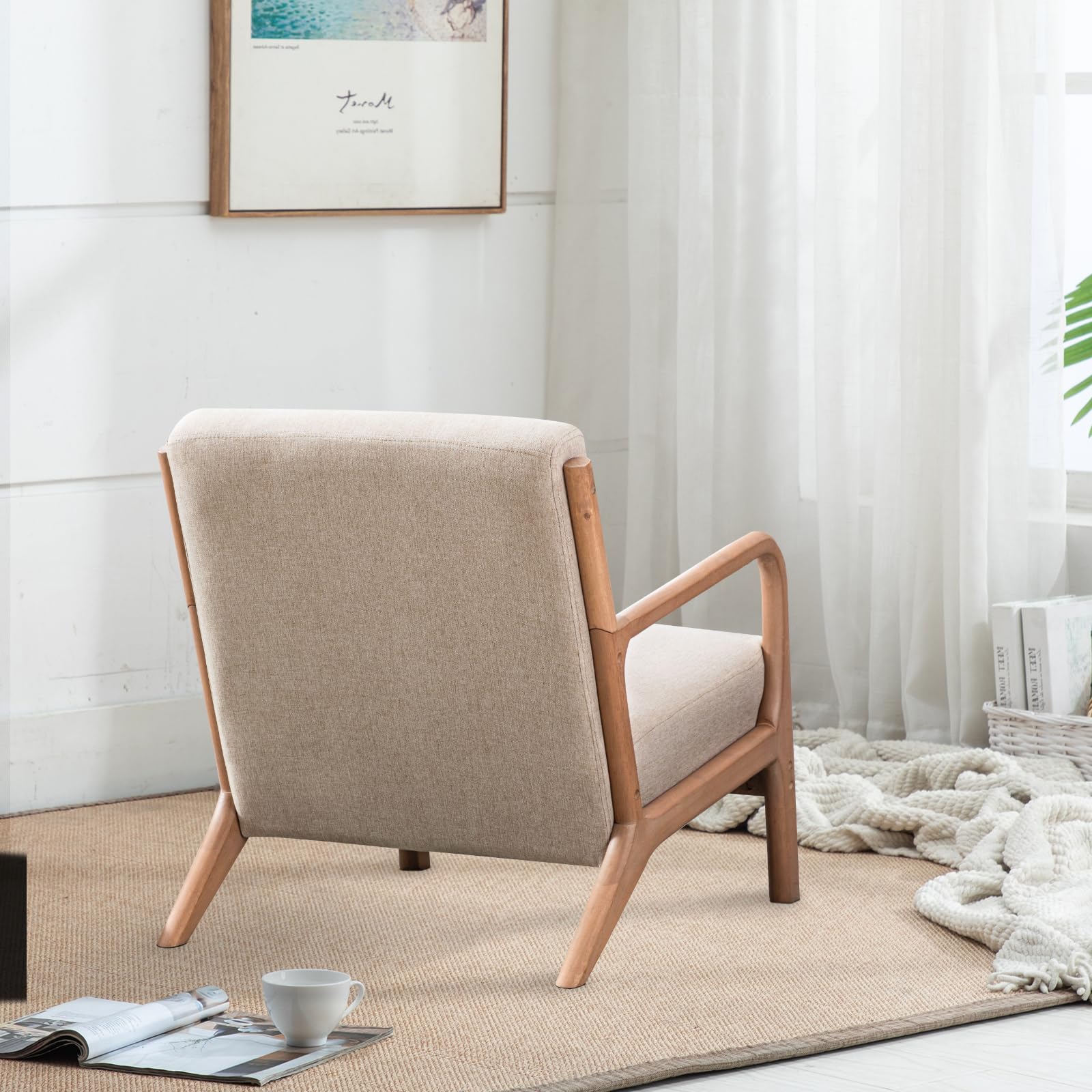 Mua INZOY Mid Century Modern Accent Chair with Wood Frame, Upholstered ...