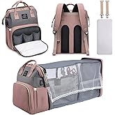 AFDLLDQM Diaper Bag Backpack, Multifunctional Baby Diaper Bag, Diaper Changing Station for Boys Girls, Large Capacity Travel Baby Bag for Mom Dad with Insulated Pocket & Strap