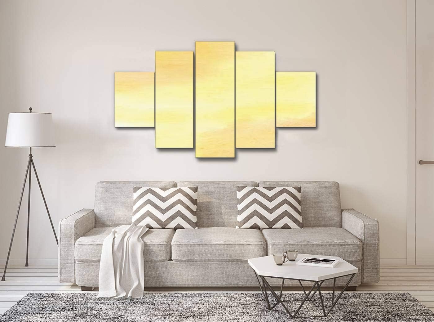 Amazon 背景 テクスチャ 壁紙 秋 黄色 オレンジ 黄土色 紙 ストライプ ボーダー 線 横線 縦線 絵の具 テクスチャー 素材 キャンバスアート アートボード 壁掛け装飾 おしゃれ 部屋飾り インテリアパネル 絵画 ポスター 木枠付きの完成品 ウォールステッカー オンライン通販