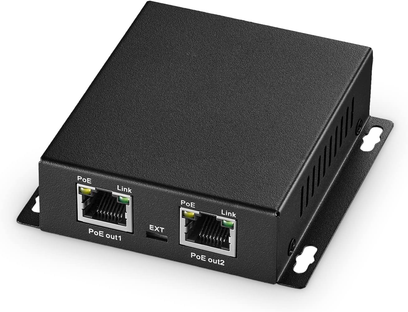 Binardat PoE Extender, 1 PoE in 2 PoE Out, IEEE802.3af/at PoE Powered, 10/100Mbps Ethernet, Metal Small Wall Mount PoE Extender/Injector/Network Extender