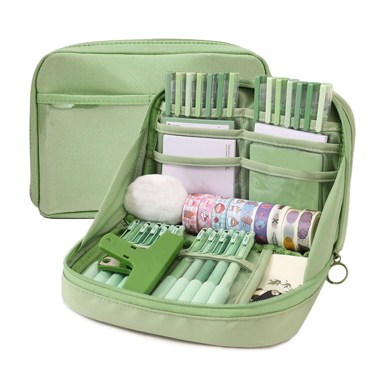 Lucxhcky Large Capacity Pencil Case, Big Pencil Pouch Pencils Cases Pencils Case Organizer, Large Bag College School Cases with Compartments (Only a Pencil case, no Stationery Included) (Green)