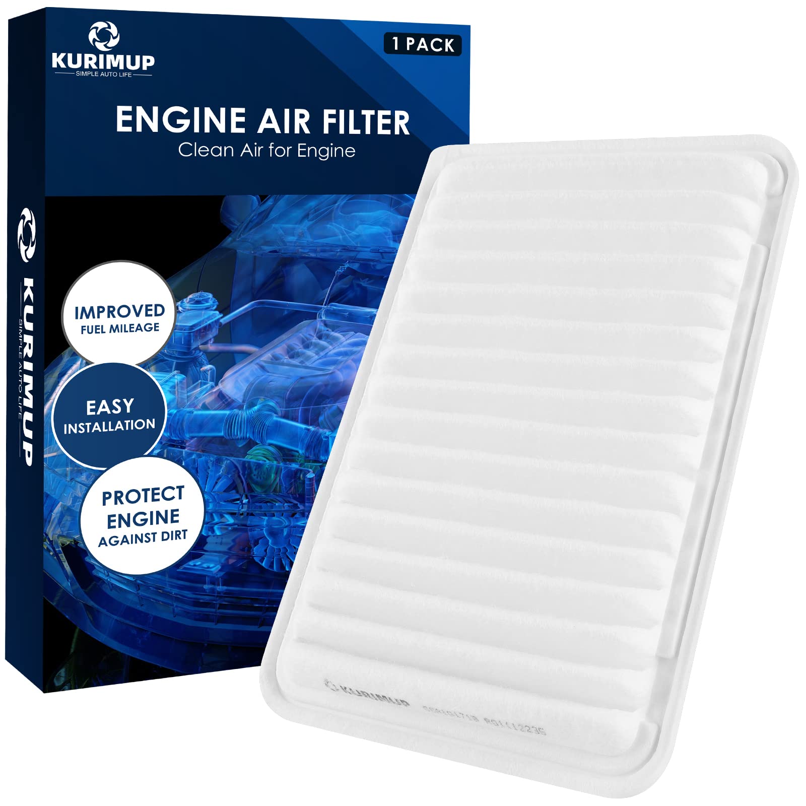 Photo 1 of KURIMUP CA10171 Replacement Engine Air Filter, Efficient Filtration Offers 99% Air Purification, Fit for Camry L4 Gas Only (2007-2017) and Venza L4(2009-2015),Not For Hybrid Model.