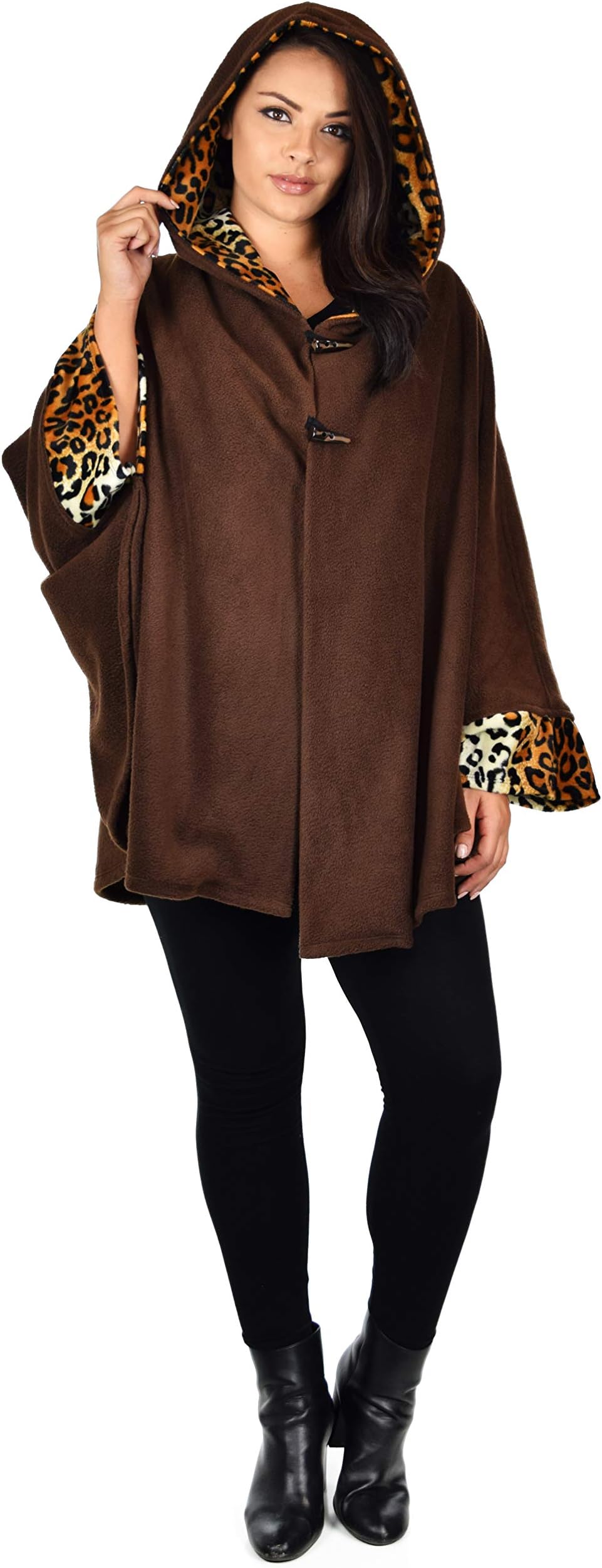 Dare2BStylish Women Poncho Style Hoodie Sweater Fleece Cover Up for Cold Weather