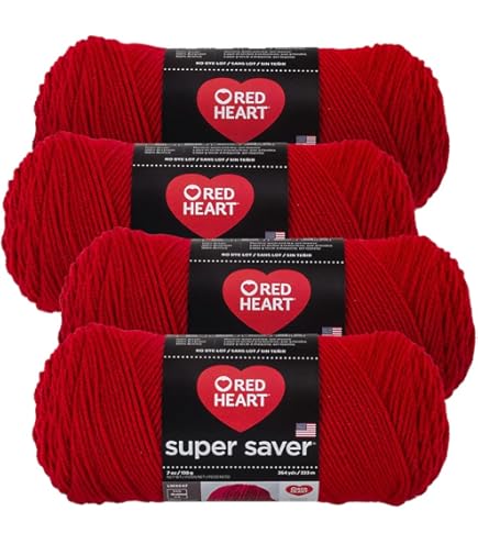 Red Heart Super Saver Yarn (4-Pack of 7oz Skeins) (Cherry Red