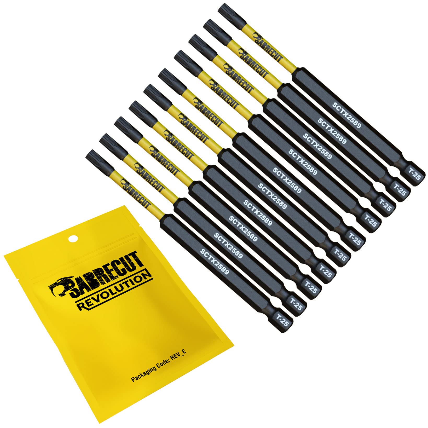 10 x SabreCut SCTX2589_10 89mm T25 TX25 Magnetic Impact Screwdriver Driver Bits Set Torx Heavy Duty