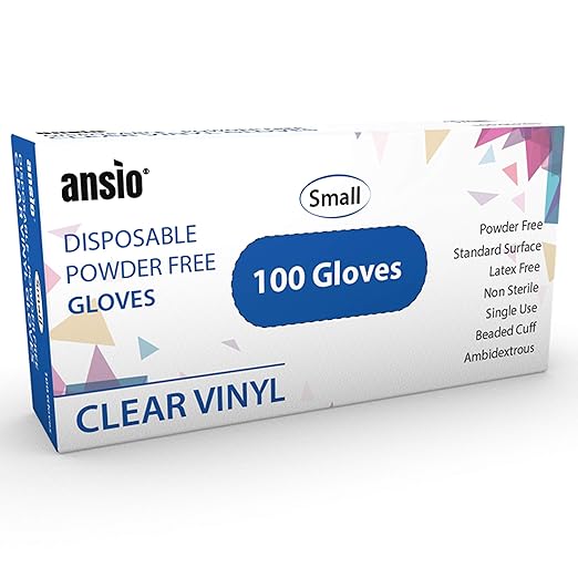 Vinyl Handschuhe Puderfrei Einweg Einmalhandschuhe, mittlere Größe, 100 Stück, Small, 1