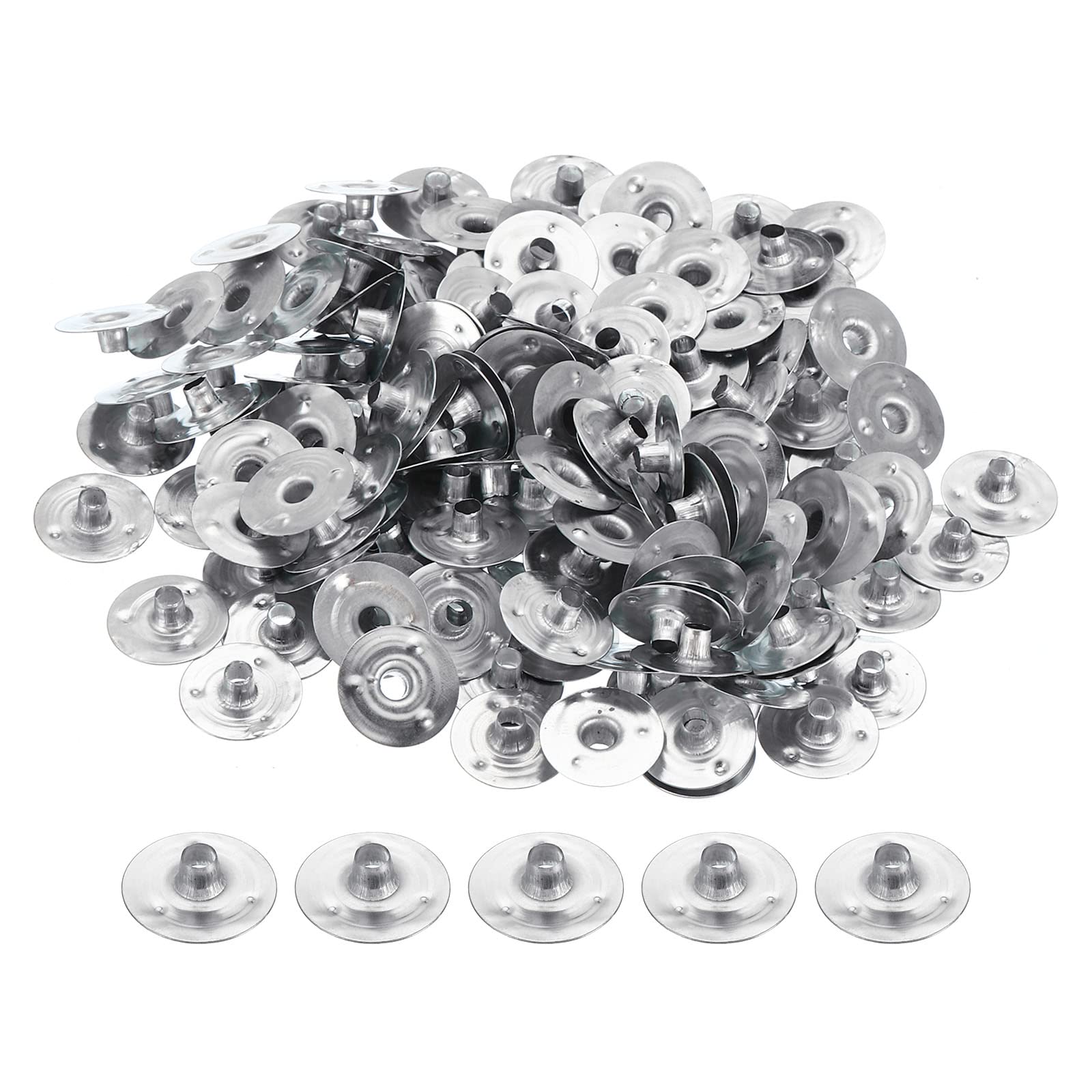 PATIKIL 14mm Metal Candle Wick Sustainer Tabs, 150 Pack Candle Wick Base Stand for Candle Making DIY, Silver