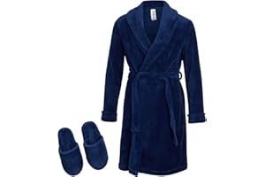 Too Cool 2 Sleep Boys' Bathrobe - 2 Piece Super Soft Fuzzy Plush Fleece Hooded Robe and Slippers - Sleep Robe for Boys (7-16)