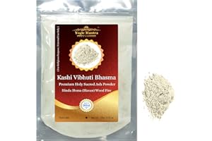 Yogic Mantra Kashi Vibhuti Powder Holy Ash Powder (100 g / 3.52 oz Sacred Ash Resealable Pouch Pack) Energized Vibhuti Bhasma for Hindu Holy Pooja Vidhi, Puja Items Samagri & Vibhooti Tripundra Tikka