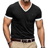 Angbater Men’s Muscle V Neck Shirts Short Sleeve Casual Slim Basic Tee Shirts Summer Lightweight T Shirts with Pocket