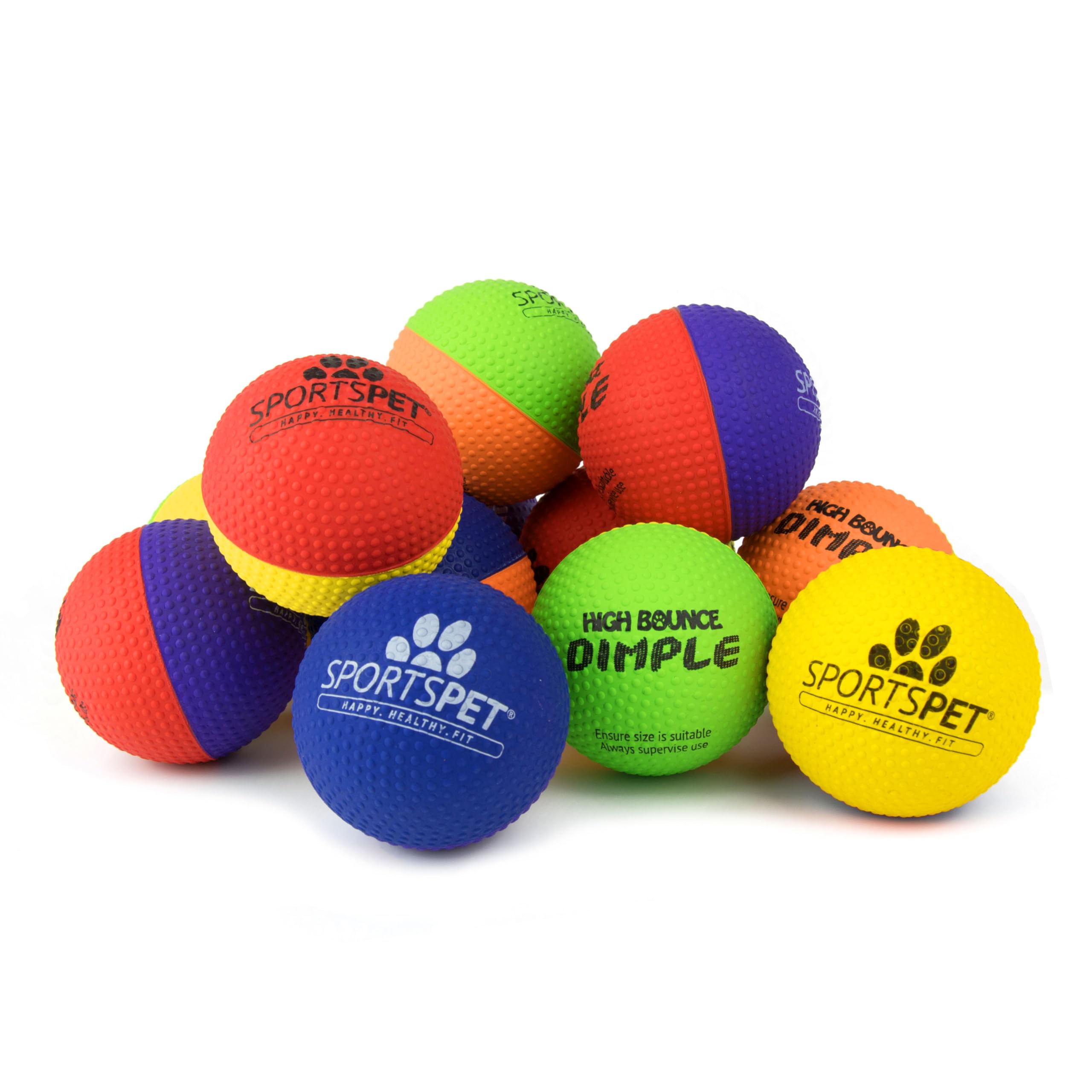 SPORTSPET High Bounce Natural Rubber Dog Balls (High Bounce Dimple 12 Pack) (61mm) — image 1