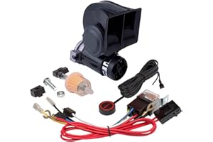 AOLIHAN Horn,Air Horn for Truck,Super High Pitched Train Horn for Car, Waterproof Snail Horn for Motorcycles, Cars, trucks, trains and ships(black horn with wire and button, 12v)