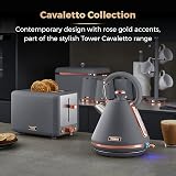Tower Cavaletto 2-Slice Toaster Defrost Reheat 850W Stainless Grey Rose Gold view 3