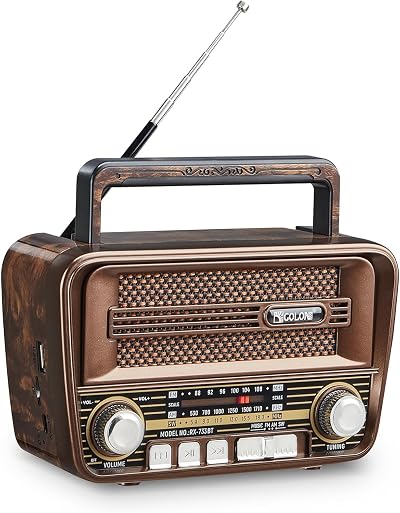 Gelielim Retro Radio AM FM Shortwave Bluetooth Speaker 5W Portable