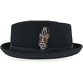 Belfry Crushable Porkpie Fedora Hat Men's Vintage Style 100% Pure Wool in Black Brown Grey Navy Pecan and Striped Band