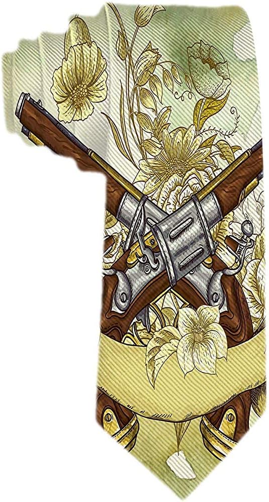 Mann-Moderne Formale Krawatten-Weinlese Mit Einer Gewehr-Und Blumen