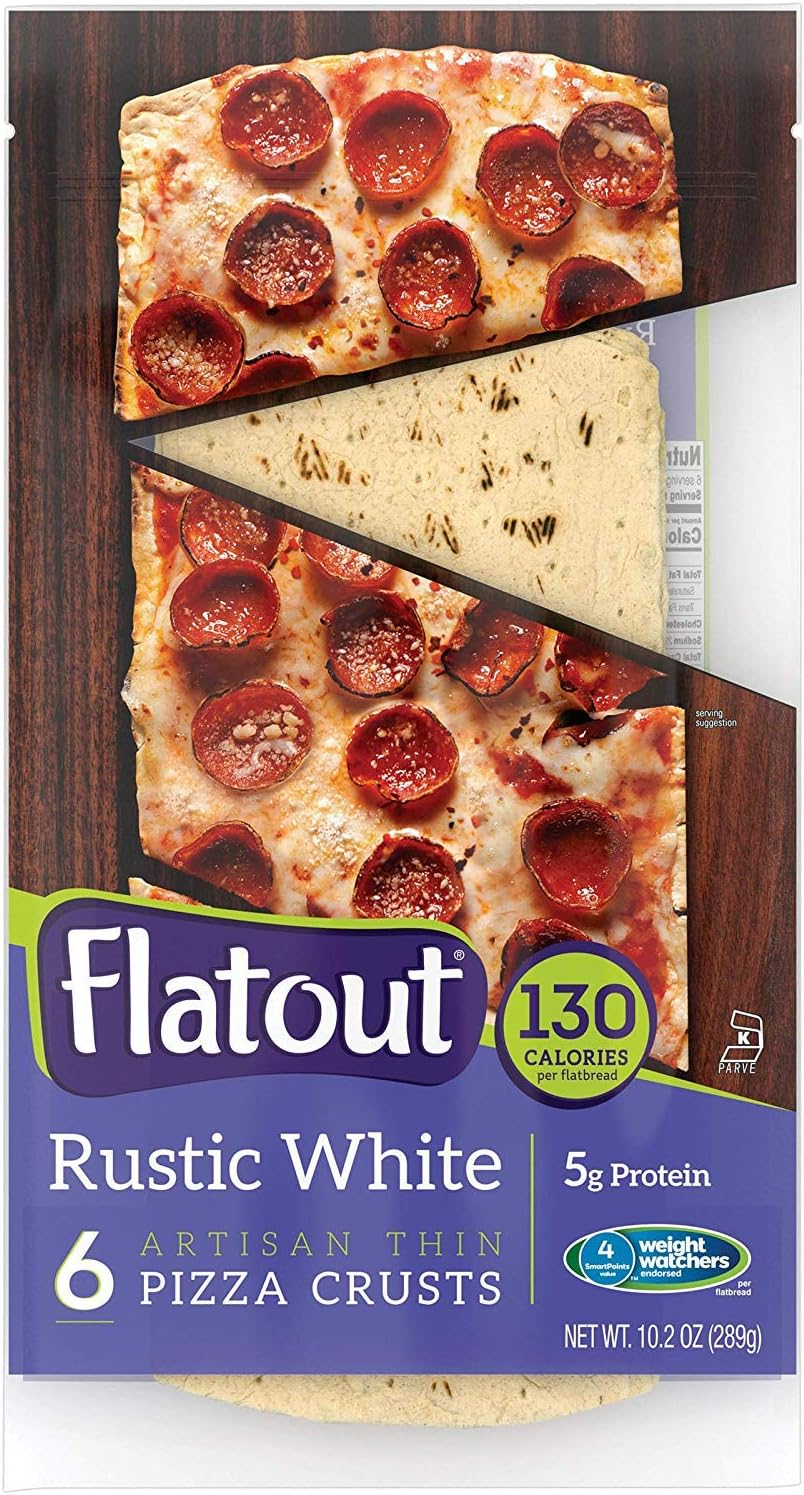 FLATOUT Flatbread - Thin Pizza Crust RUSTIC WHITE (1 Pack of 6 Pizza Crusts) - PACK OF 3