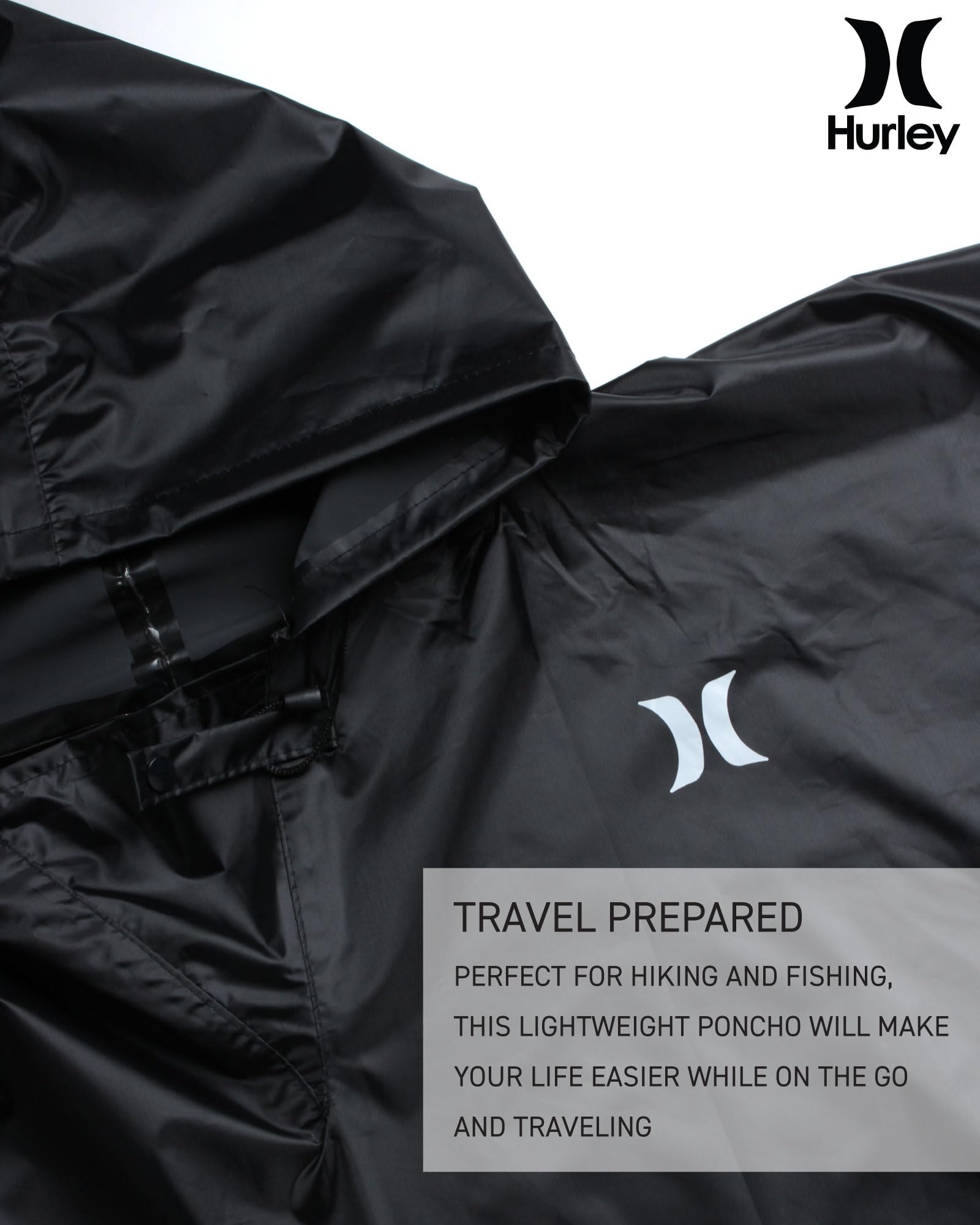 Hurley Ponchos Adult - Waterproof Rain Ponchos for Adults, Lightweight Packable Rain Poncho for Hiking, Camping & Emergency