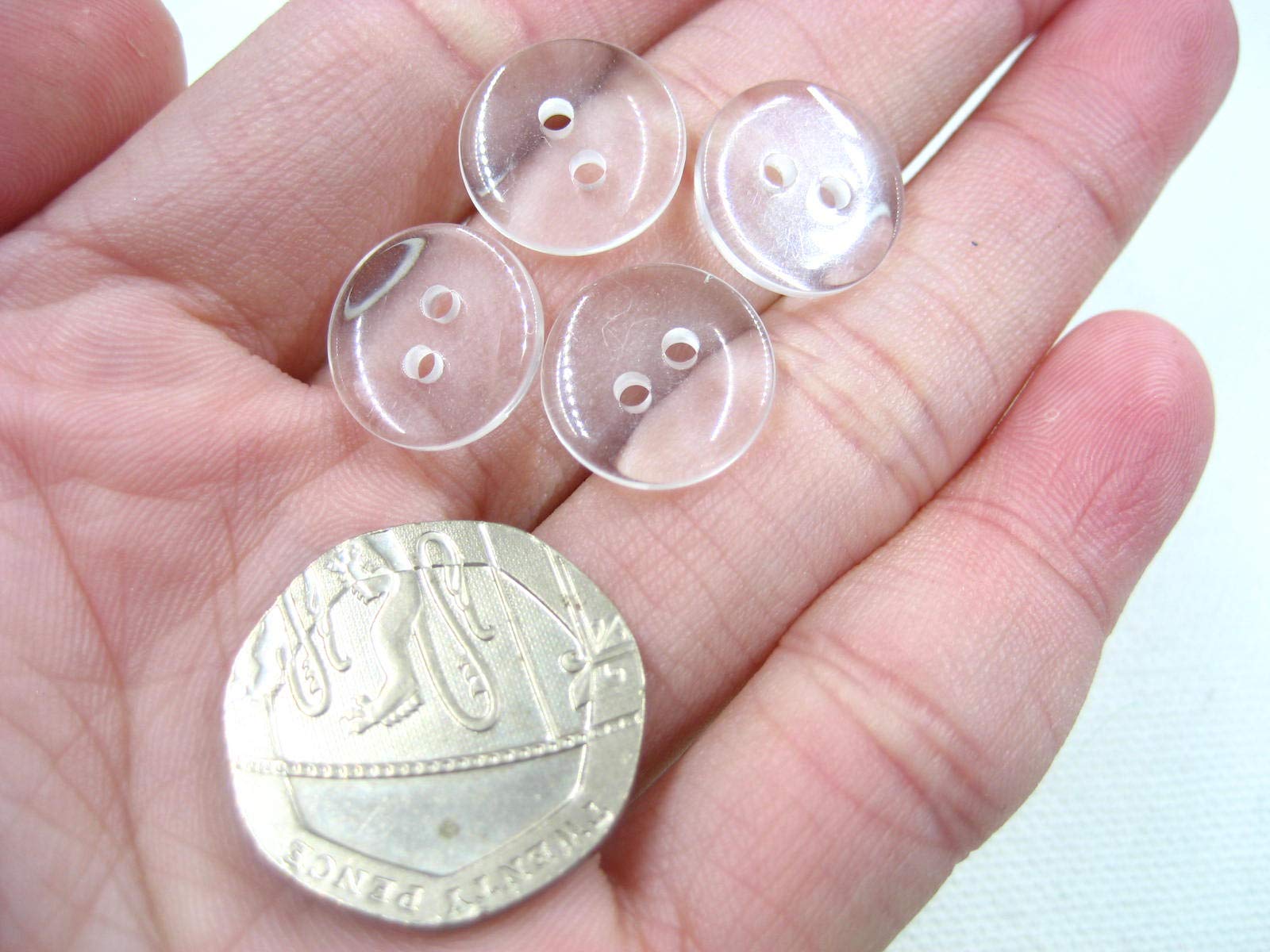 25pcs 12mm Clear Transparent Button With 2 Holes for Shirt Dress Inner Sewing Accessory