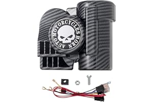 AOLIHAN Air Horn - 150DB Super Loud horn kit for Car, Motorcycle, Truck, Boat, & Pickup - 12V Train horn with Horn Cover,Compatible with Harley motorbike(Black Shell,12V)