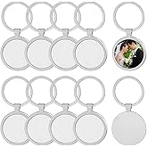 Framendino, 10 Pack Sublimation Keychains Blanks Metal Heat Transfer Round Press Keychain for DIY Crafts Photo