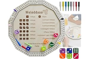 9.6in Farkle Dice Game, New Wooden Farkle Dice Tray with 6 Dices and 8 Scoring Sticks, Board dice Games for Adults Family Par