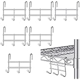 Teenyyou 6 Pack 3 Hook Attachment for Wire Shelving, Chrome | 3.75"L x 1.625"d x 3.25"h, Wire Shelving Hooks Accessories Steel, Hanging Rack Metal, Wire Hook for Storage Organizer