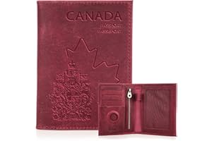 CONTACT'S Full Grain Leather Passport Holder RFID Blocking Passport Wallet Compatible with Airtag Passport Cover Case with Co
