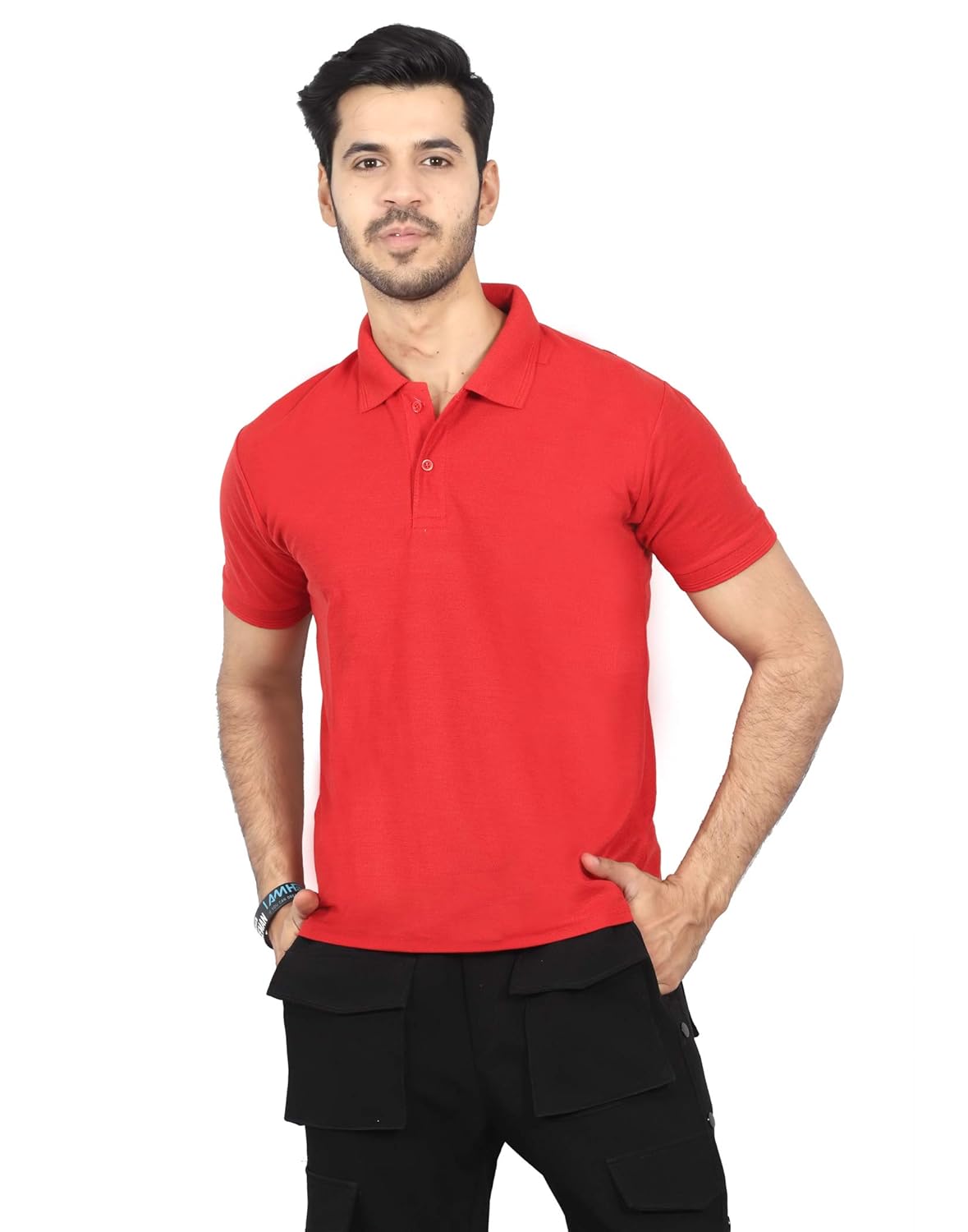 Buy STRIKE Mens Polo Neck Red T Shirt Cotton Solid Casual Tees at Amazon.in