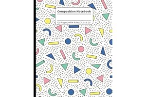 Composition Notebook - Fun Retro Vintage Colorful Pattern Journal, Cool 80s, 90s, Y2K Style (Wide Ruled, 120 Pages, 7.5 x 9.2