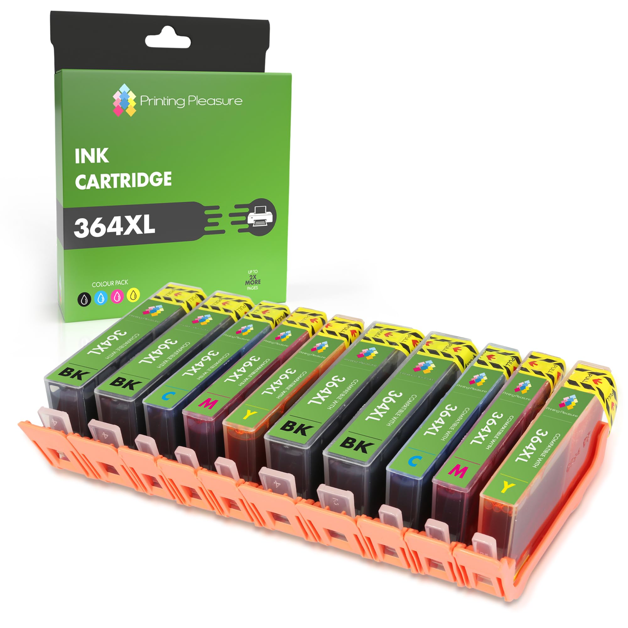 Printing Pleasure 10 (2 SETS + 2 BLACK) Compatible Ink Cartridges Replacement for 364XL Photosmart 5510 5514 5515 5520 6510 6520 B110 B209 B210 Deskjet 3070A 3520 Officejet 4610 4620, High Capacity