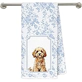 gsgfdshf Blue and White Chinoiserie Poodle Kitchen Towels 16x24 in, Poodle Gifts for Women, Grandmillennial Toile De Jouy Floral Dog Decorative Hand Tea Dish Towels for Bathroom Kitchen
