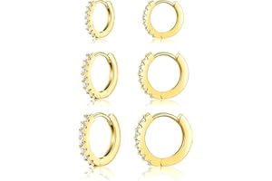 Gokeey Small Gold Hoop Earrings for Women 14K Real Gold Hypoallergenic Lightweight Huggie Earrings for Earrings Set for Multiple Piercings Cartilage Hoop Earrings